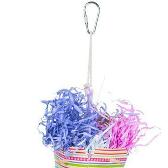 Prevue Basket Of Bounty Hanging Bird Toy Shed Material Wood Rope Cardboard - Picture 2 of 2